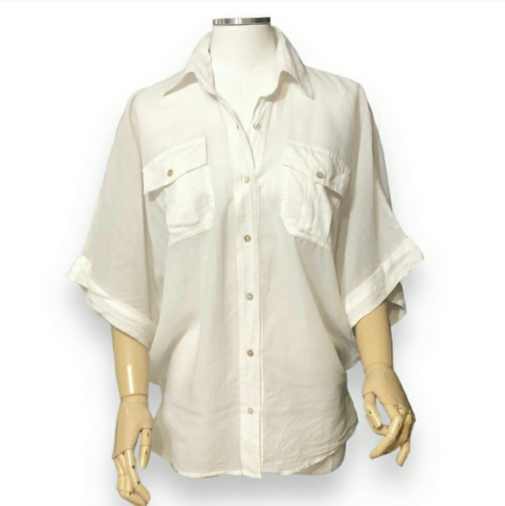 INDAH Oversized Cotton Button Front Shirt